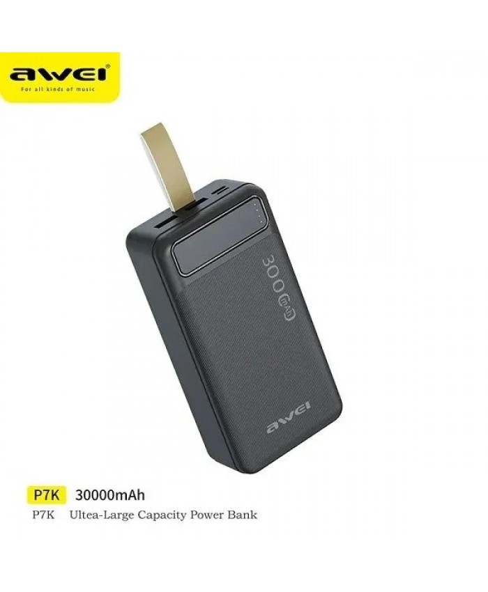 Awei P7K 30000mAh Portable Power Bank Dual Type A USB A and Type C Micro Dual Input 2.1A Fast Charging